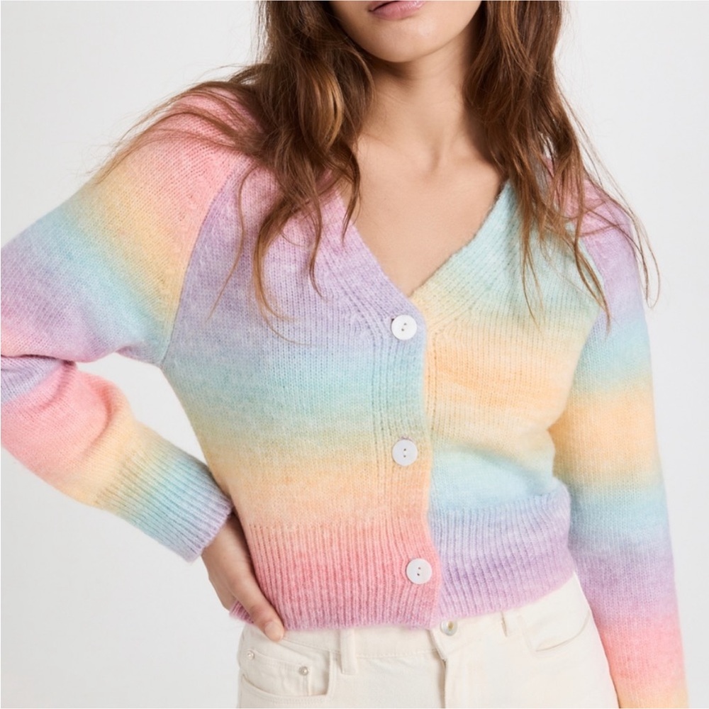 •ENGLISH FACTORY• Multicolor Pastel Cropped Knit Cardigan